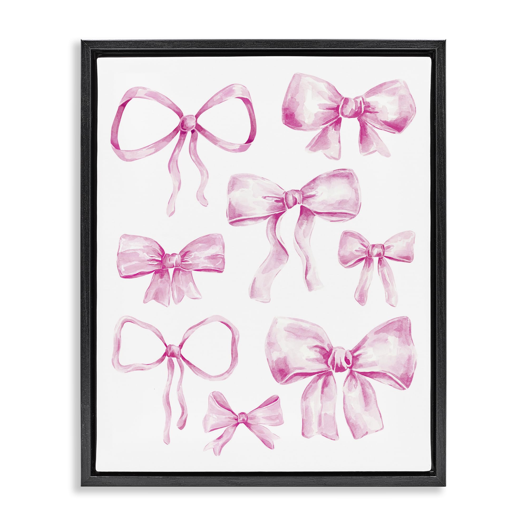 Stupell Industries Jet Black (Matte) 'Coquette Bow Collection'| Floating Frame Canvas Art