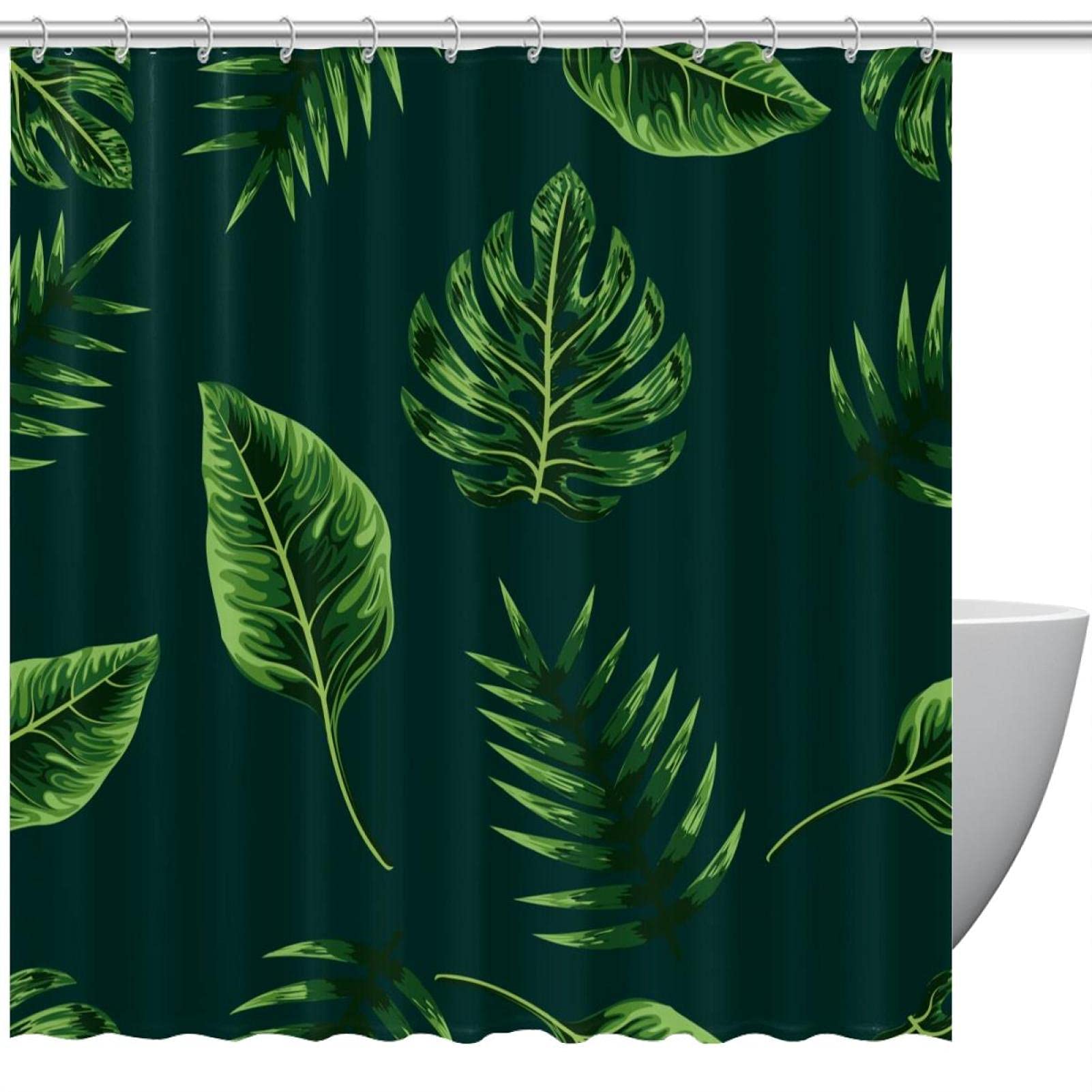 Rideau de douche palmier tropical 183x183 cm pour déco de salle de bain