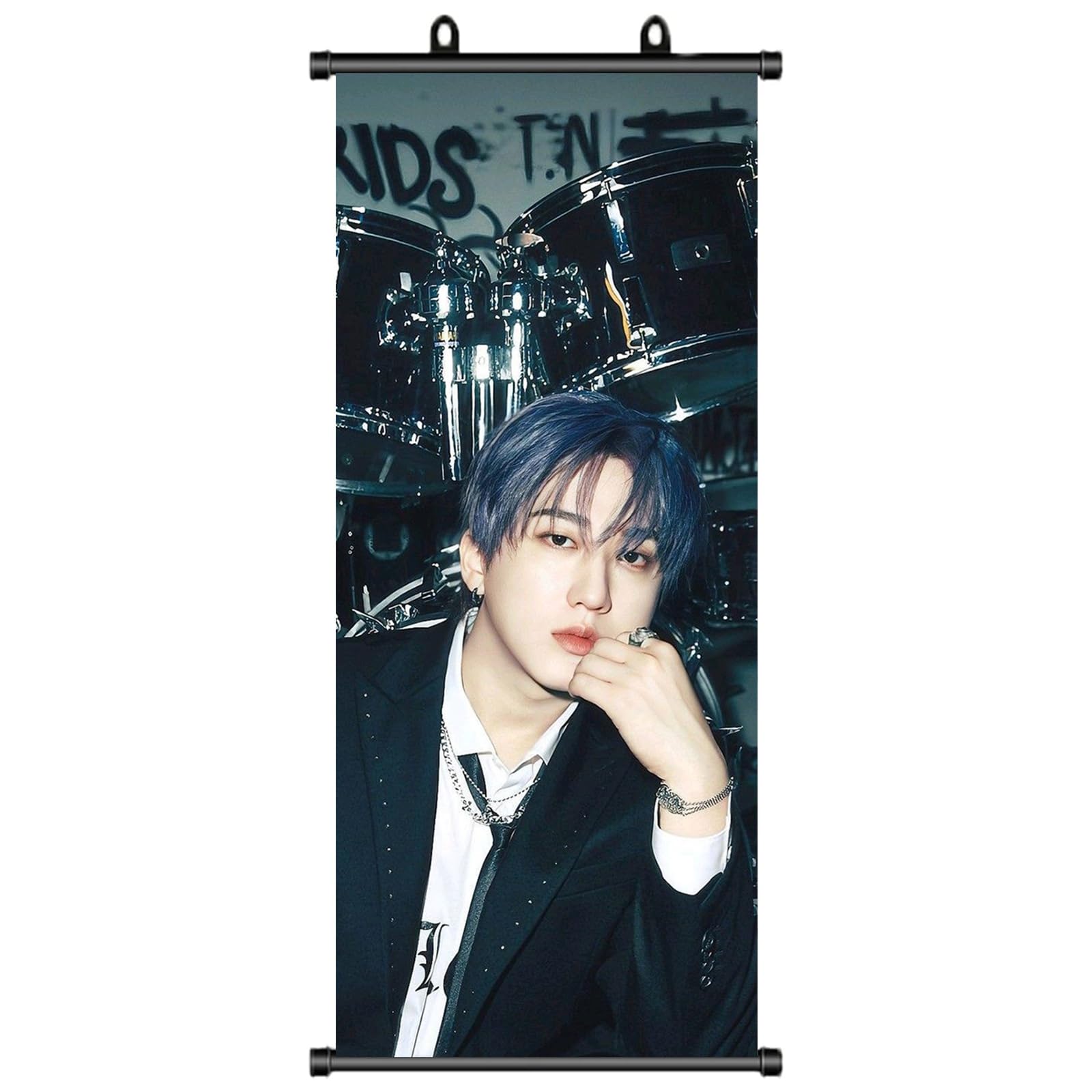 Stray Kids Poster, Stray Kids Changbin Scroll Picture, StrayKids Fan Item, StrayKids Changbin Scroll Poster, Birthday Decoration, Fabric for Wall Decoration, 70 x 30 cm