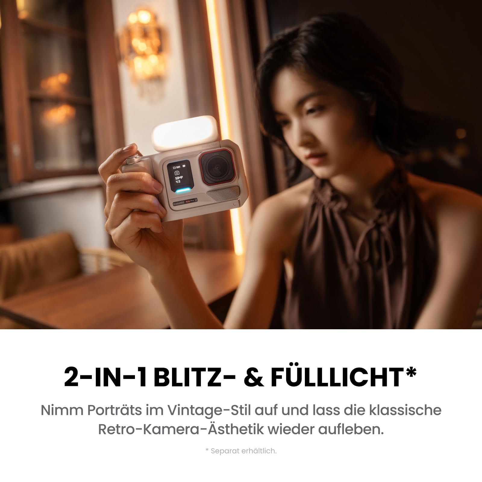 Insta360 Ace Pro 2 Polarweiß Limited Edition Sofortdruck-Bundle – wasserdichte 8K Action-Cam, mit Leica entwickelt, 1/1,3"-Sensor, führend bei wenig Licht, Xplorer Pro-Grip-Kit für Straßenfotografie