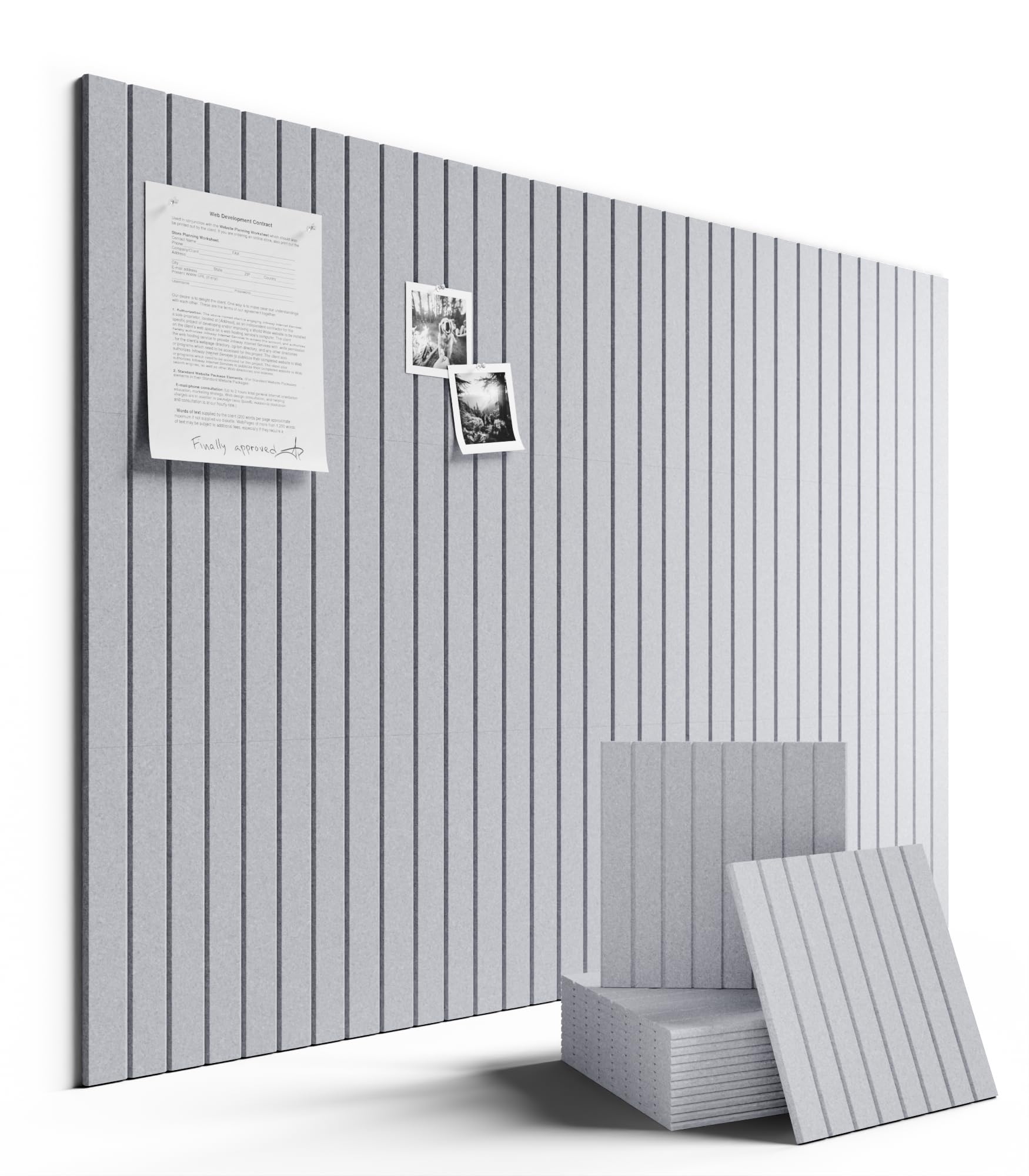 Large Felt Bulletin Board 48" x 36" Cork Board Alternative-12 Pack with 70 Safe Removable Adhesive Tabs, Cork Boards for Walls for Home Office Classroom Pin Board-Soft Gray