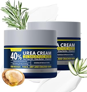 2 Pack Urea Cream 40% + 2% Salicylic Acid, 3.53 oz - Maximum Strength Foot & Hands Moisturizer for Rough, Dry Cracked Skin, Callus Remover with Deep Hydration, Intensive Repair for Feet, Heels