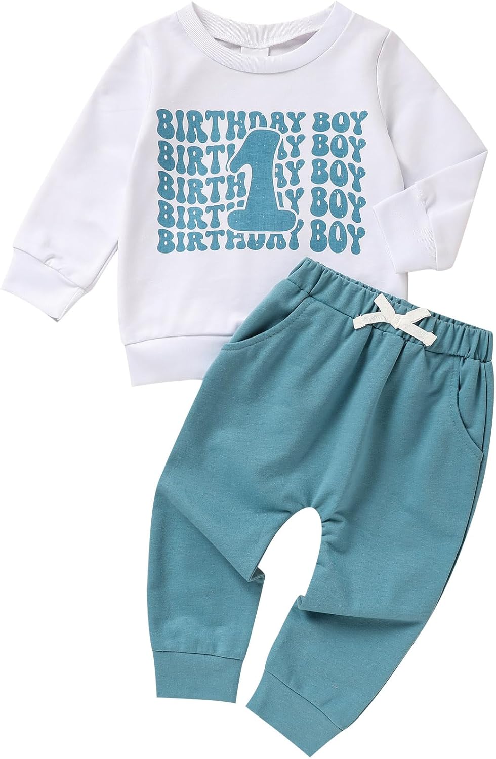 ZOELNIC 1st Birthday Clothes Outfit Boy Baby One Year Old Birthday Outfit Long Sleeve Shirt Pants Fall Winter Outfit Clothes