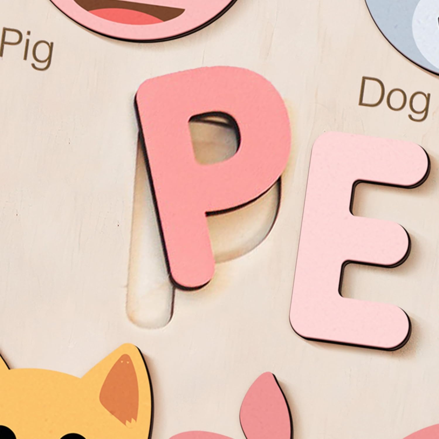 Cute Name Puzzle: Personalized with Name and Animals | 1st Birthday Gift, Wooden Toy Playful Learning Experience for Kids Ages 0-3: Handmade by Zuzu Puzzle, CPC Certified