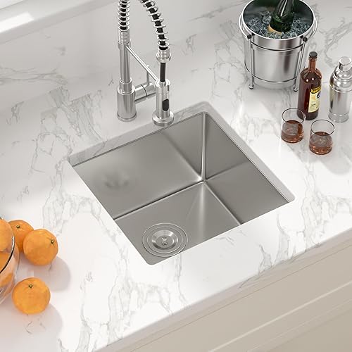 Miniatura 195 de Sarlai - Fregadero empotrado con barra, de 10 x 18 x 8 pulgadas, pequeño, de acero inoxidable, de calibre 16, simple, para RV Acero inoxidable,Negro