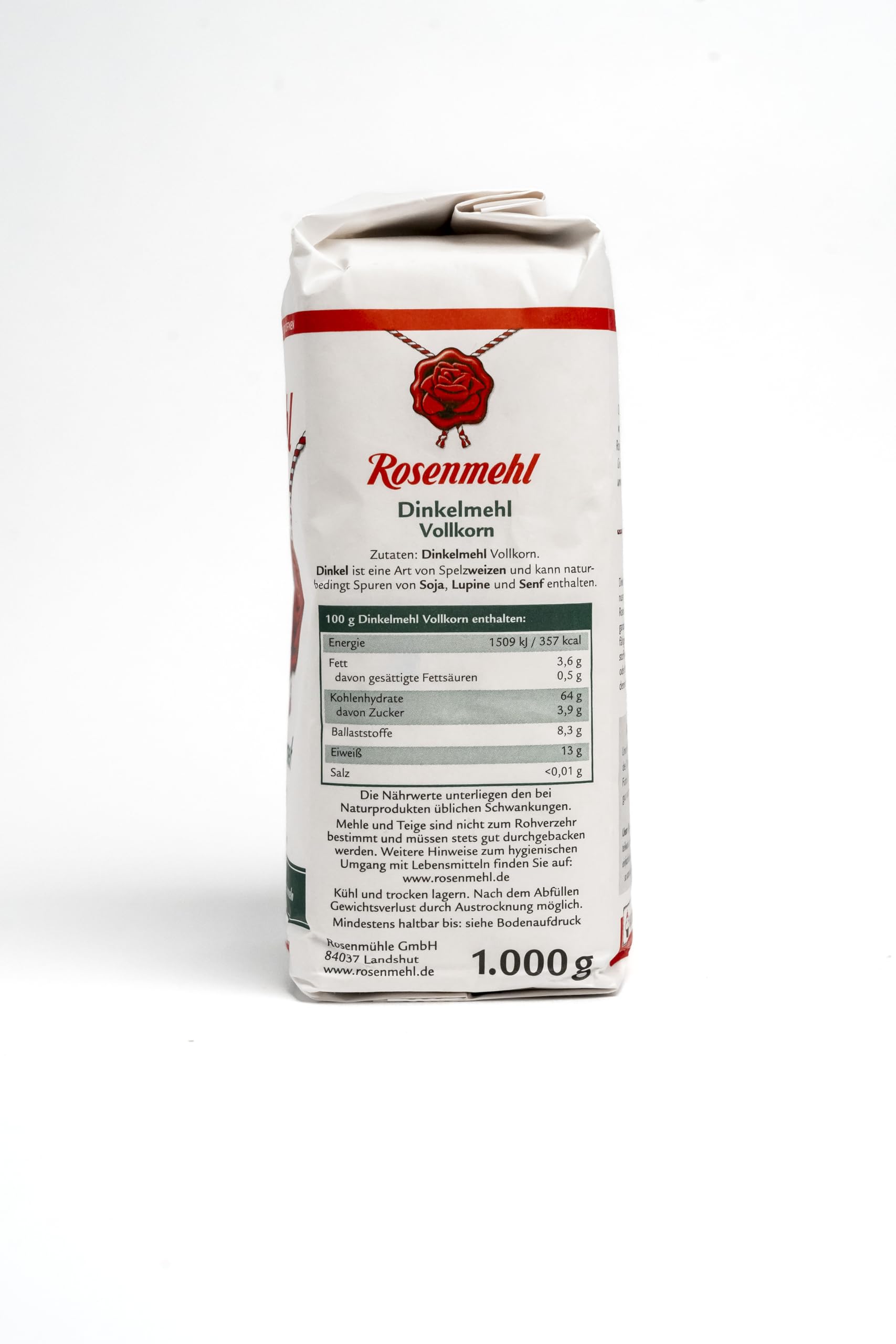 Rosenmehl - 10er Set Premium Dinkelmehl Vollkorn 1000 g für vollwertiges Backen - Vollkornmehl ideal für Vollkorn- und Mischbrot sowie Semmeln - Feines naturbelassenes Dinkelmehl