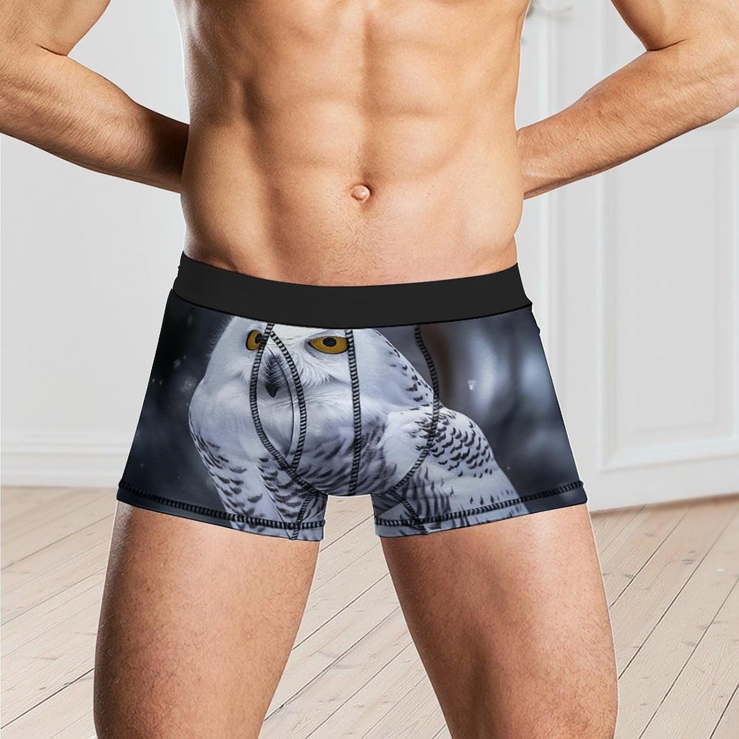 Arctic Owl Mens Boxer Briefs Short Breathable Underwear Trunks Soft Moisture-Wicking Boxer Shorts Novelty Underpants