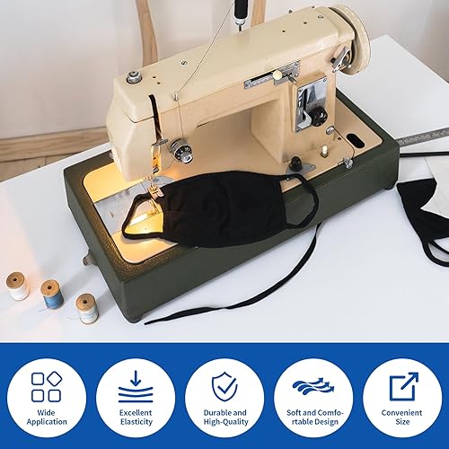 Miniatura 25 de Lydia's Deal Cordón elástico de 1/8 de pulgada (0.118 in) x 50 yardas, bandas elásticas para tejer, costura, manualidades, banda para las orejas