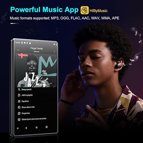 Miniatura 7 de Reproductor de MP3 con Bluetooth y WiFi, reproductor de música Oilsky de 80 GB con Spotify Kids, Tienda Music, reproductor MP4 Android 1080P con