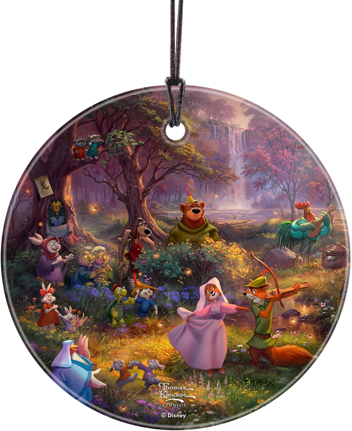 Trend Setters Disney – Robin Hood – Thomas Kinkade Studios - 3.5” Starfire Prints Hanging Glass Print Accessory – Officially Licensed Collectible | Complimentary Velveteen Gift Bag SPCIR1321