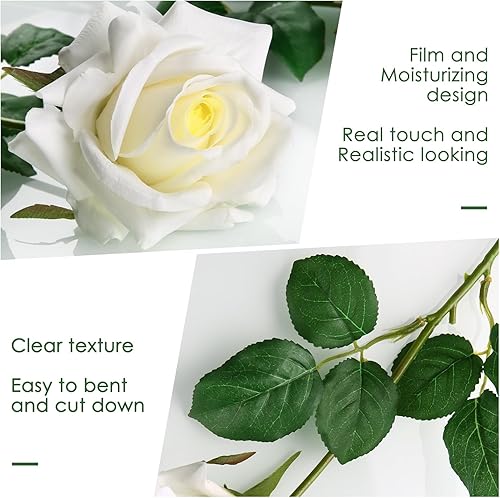 Miniatura 42 de Eyamumo Flores falsas, rosas artificiales de seda sintética al tacto real para decoración de bricolaje, fiesta de boda, decoración de oficina