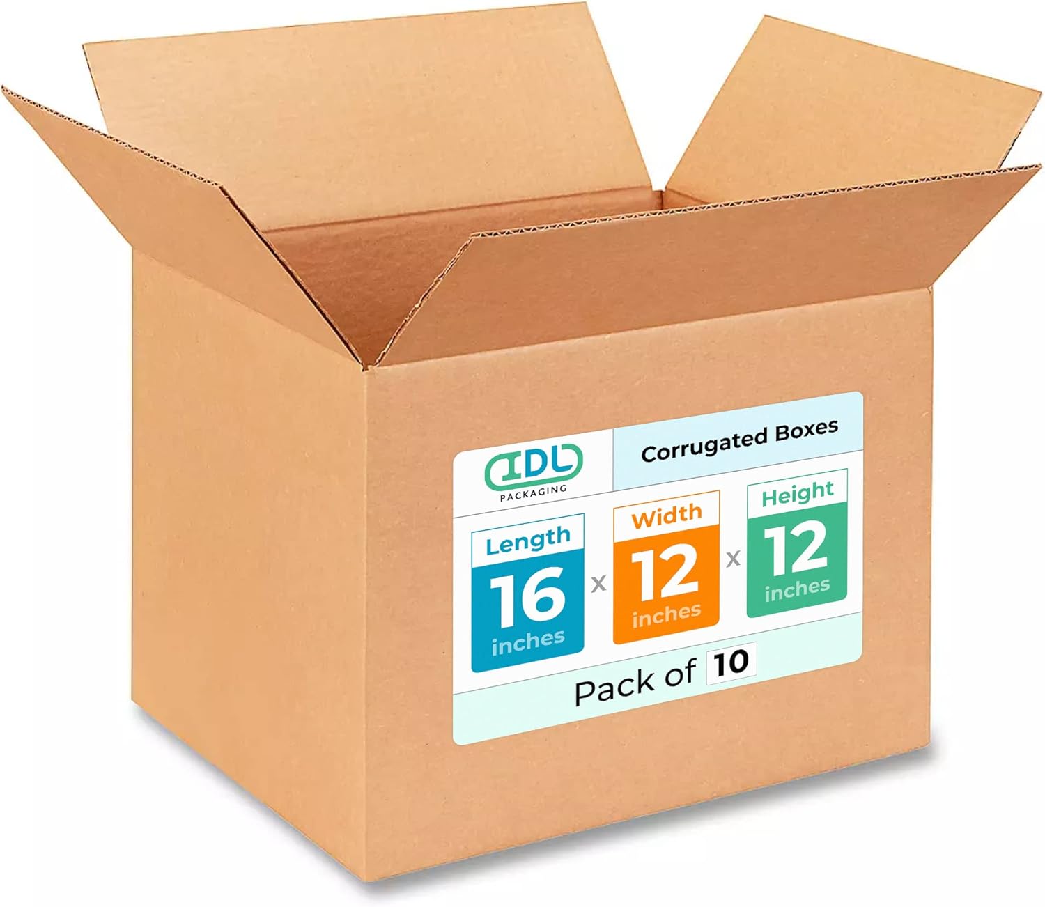 Medium Shipping & Moving Boxes 16x12x12 inches (10-Pack) - Extra Strength 200 lb vs Regular - Corrugated Boxes for Packaging Moving and Delivering - Square Box by IDL Packaging 16 x 12 x 12" (Medium Boxes) Pack of 10