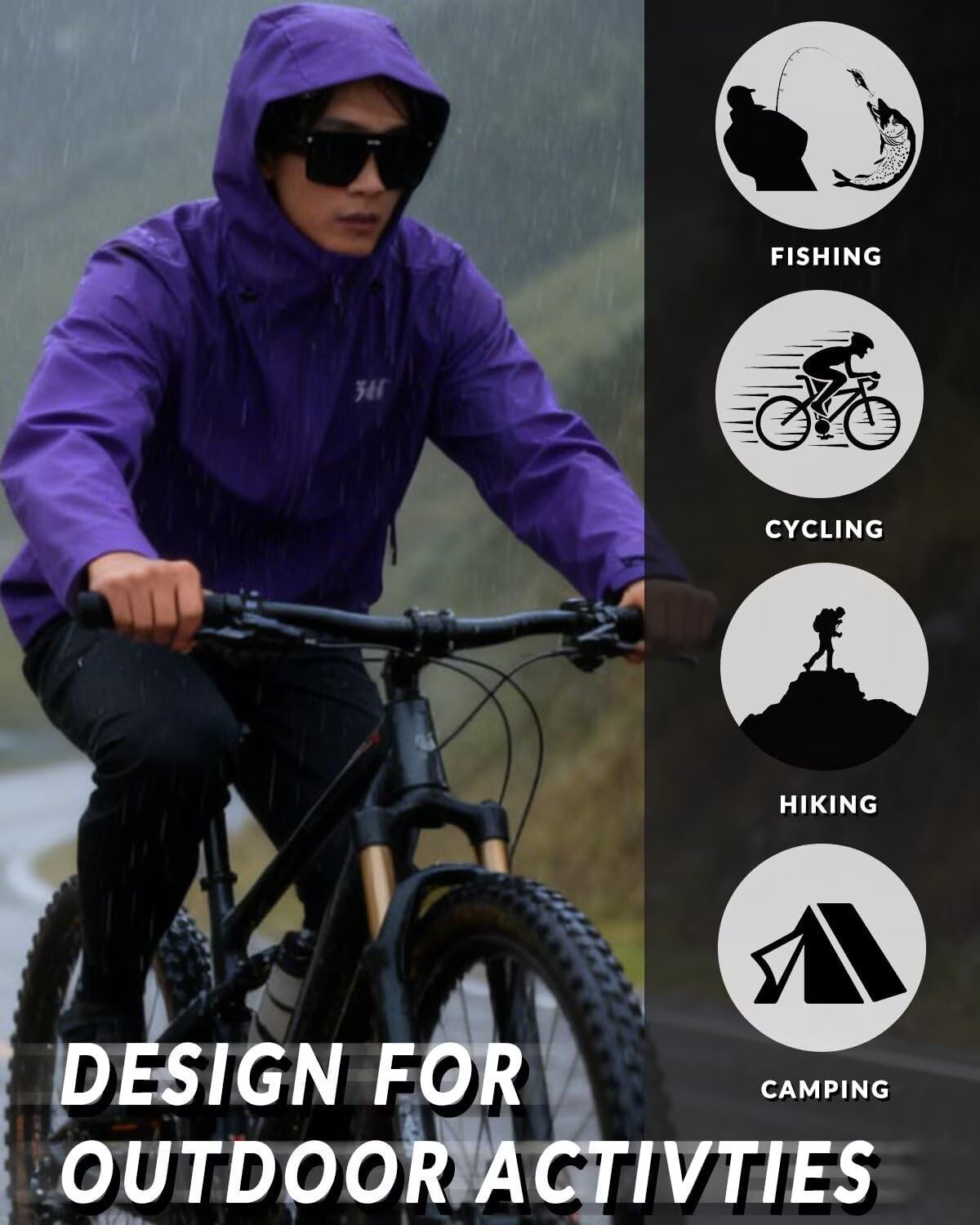 361° Waterproof Jackets for Men running Jacket for Women Rain Coat Lightweight,Windbreaker Hiking Jacket for Cycling