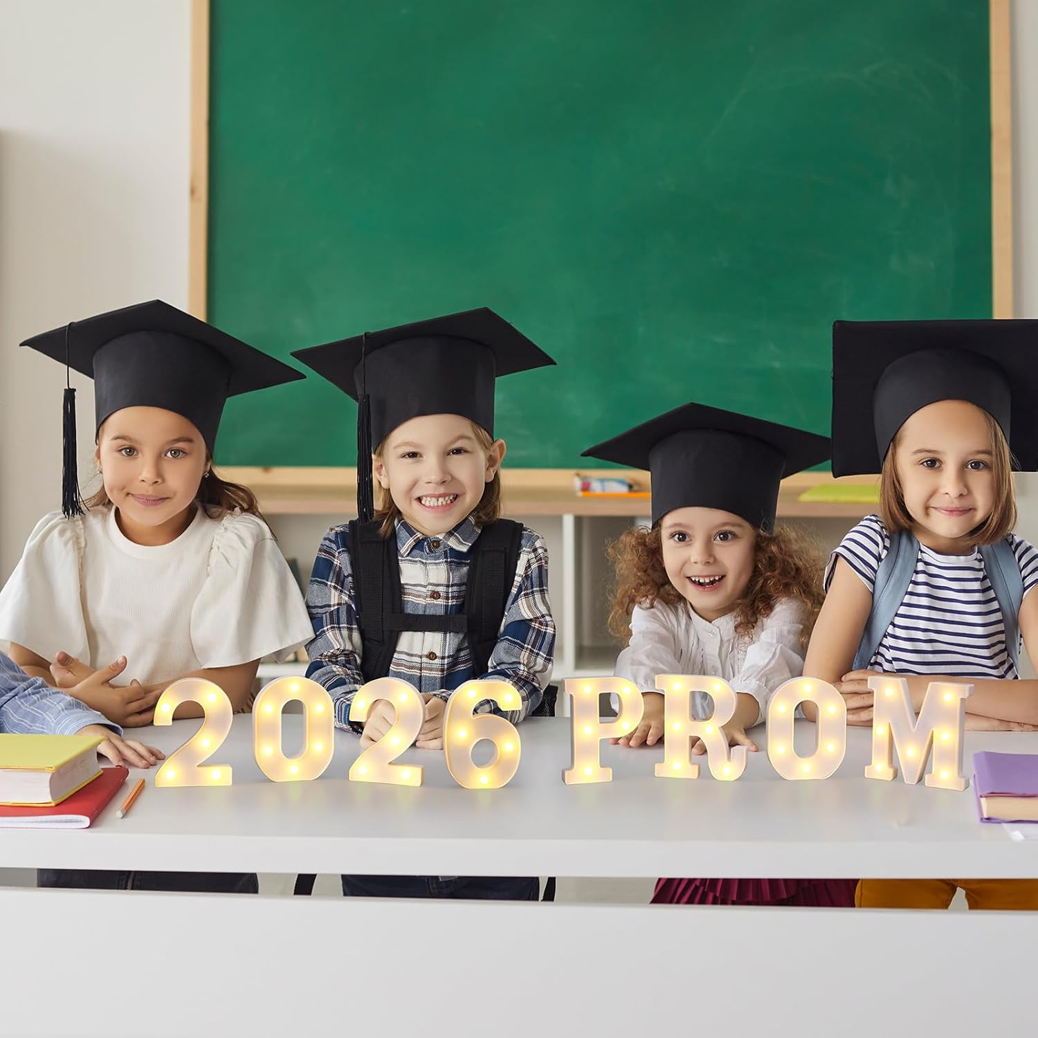 Woanger 8 Pcs 2026 Prom Light up Letters Sign Set LED Graduation Decorations Marquee Class of 2026 Ornaments for Graduation High School College Table Home Party Supplies, Battery Operated