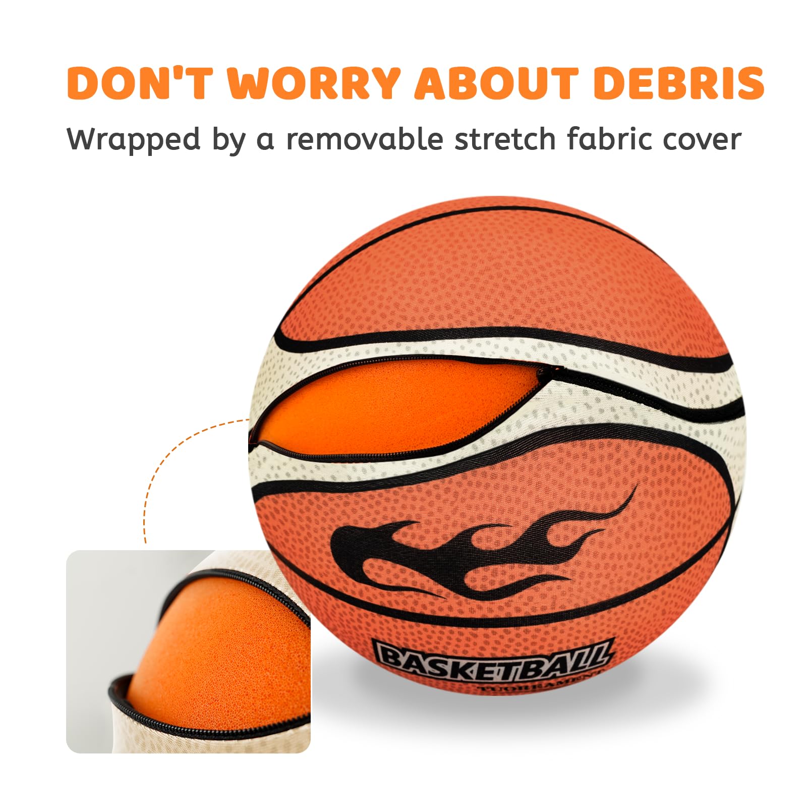 YONHTUTU Upgraded Silent Basketball Size 3, Indoor Soft Foam Basketball with Cover, Bounce Quiet Basket Ball for Indoor Training and Quiet Dribbling, Soundless Mute Noiseless Airless Basket Ball