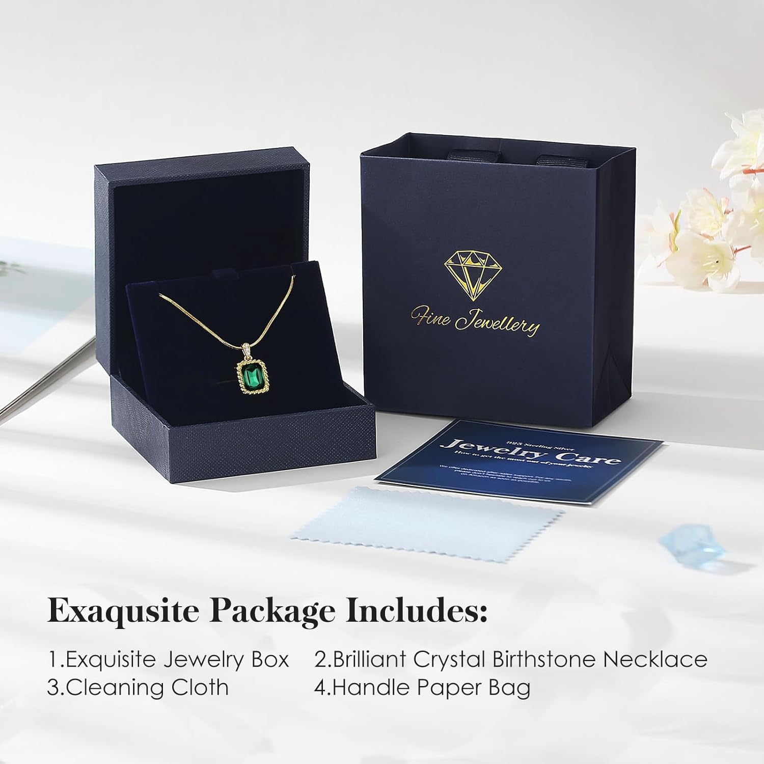 Borthday Gifts for Wife -18K Gold Plated Dainty Square Crystal Birthstone Necklace,Gold Jewelry for Women,Anniversary Birthday Gifts for Women Her Wife Girlfriend Mom Womens Necklace Jewelry - Image 6