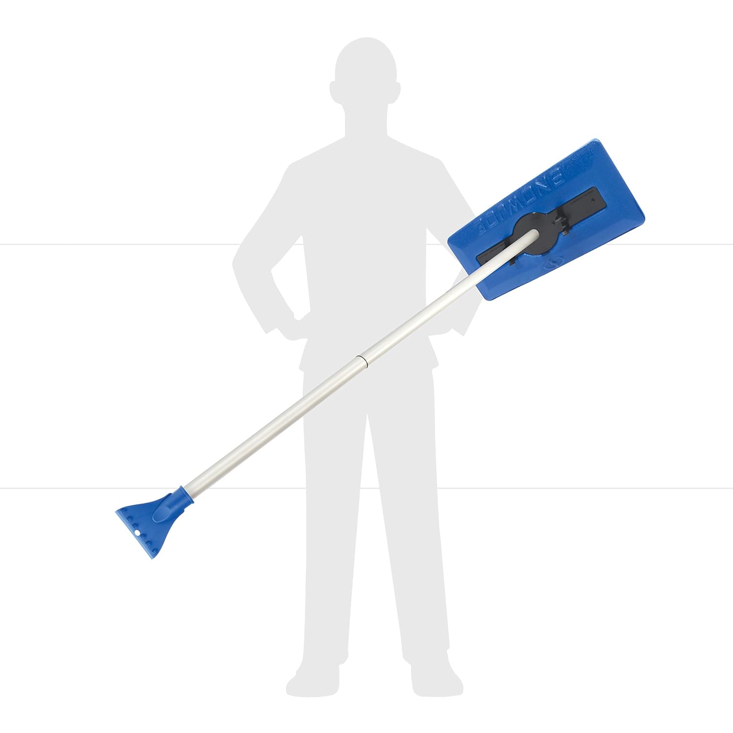Snow Joe SJBLZD-AZ 2-in-1 Snow Broom with 18-Inch Foam Head + Large Ice Scraper, Blue