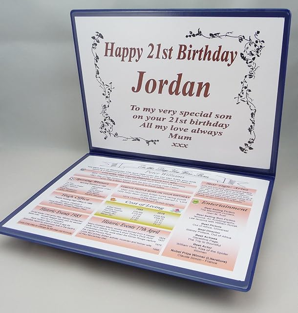 PERSONALISED 21st BIRTHDAY GIFT - THE DAY YOU WERE BORN - KEEPSAKE