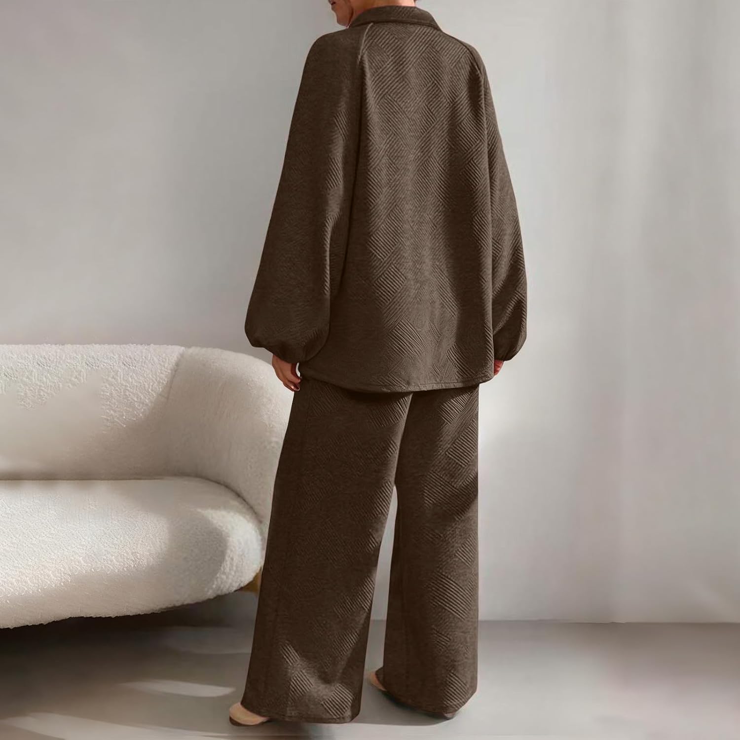 Fall Outfits for Women 2 Piece Lounge Sets Long Sleeve Sweatshirt and Wide Leg Pants Tracksuits Casual Sweatsuit