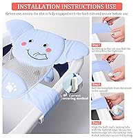 Vista 2 de AIR&TREE Red de Soporte para Asiento de Baño para Bebé, Secado Rápido, Ajustable, Cómoda, Antideslizante, Cabestrillo de Malla para Ducha en Bañera