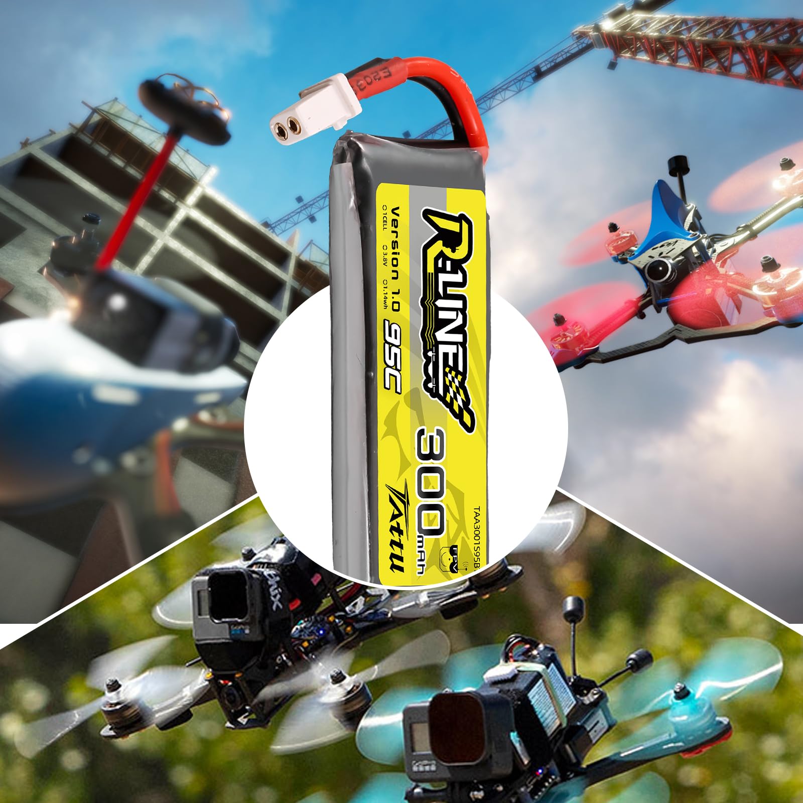 Tattu 1S Lipo akumulator 300 mAh 3,8 V 95C 1S1P HV Lipo akumulator Pack z wtyczką BT 2.0 do Beta Meteor65/Meteor75
