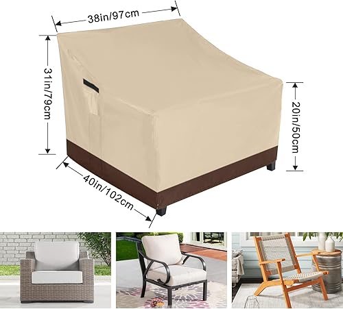 Miniatura 2 de ABCCANOPY Funda de asiento apilable para muebles al aire libre, impermeable, resistente al viento y al polvo, resistente al desgarro y a los rayos