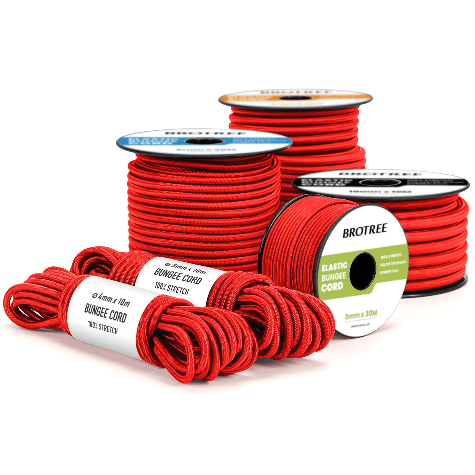 Brotree Bungee Cord Elastic Shock Cord 6mm x 20m Bungee Rope Heavy Duty for Trailer, Tarpaulin, Tent Pole, Kayak and Backpack - Red