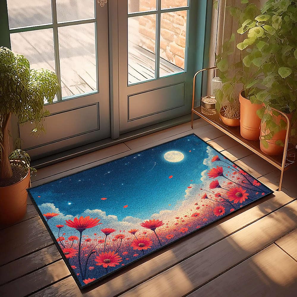 Tapis d'automne pour salle de bain et entrée extérieure nuit étoilée