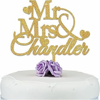 PERSONALISED Wedding/Anniversary Cake Topper Decoration - Personalise with ANY SURNAME - MR & MRS - Food Safe Acrylic Cake Decoration - Made from Strong Acrylic - Different Colours