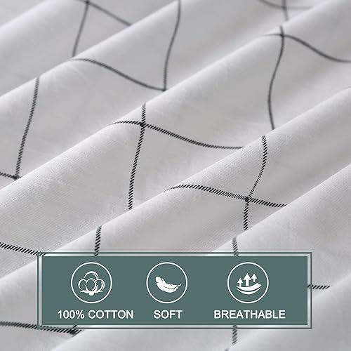 Miniatura 4 de JELLYMONI Juego de funda de colcha de algodón, juego de cama suave de lujo (funda de colcha y fundas de almohada) (sin edredón)