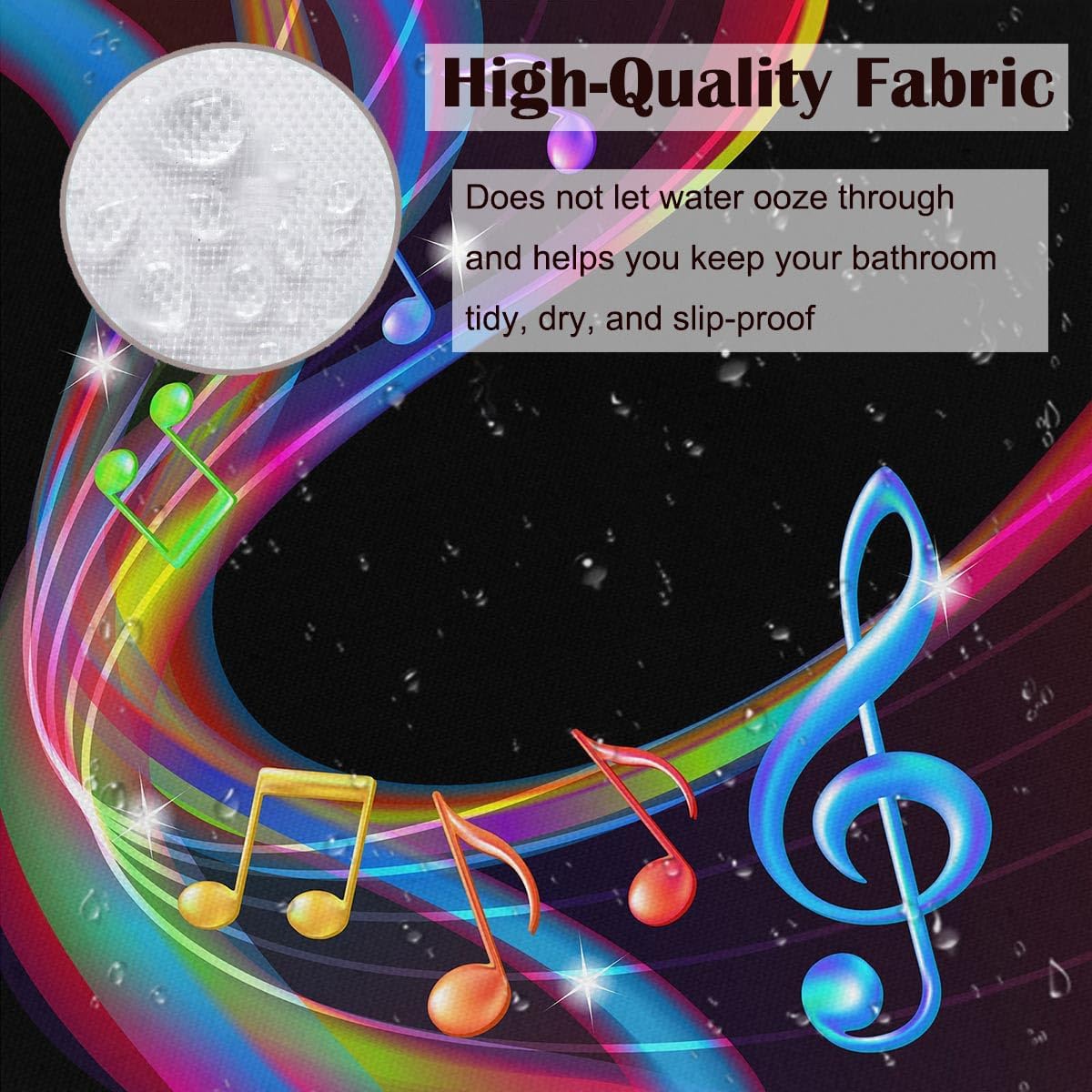 Music Shower Curtain Set Colorful Abstract Music Notes Modern Shower Curtain Home Decorative Waterproof Polyester Fabric Bathroom Accessories 72x72 Inch