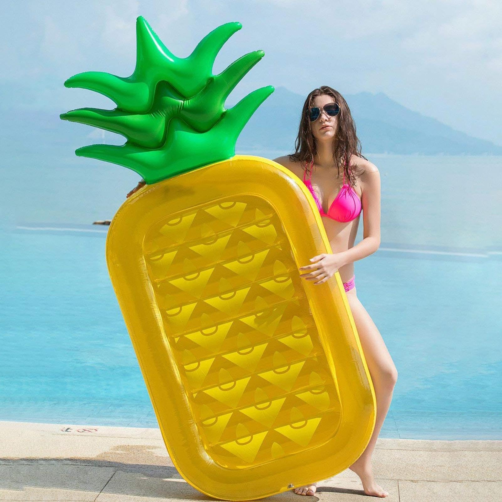 Flotador inflable para piscina - Balsa gigante de piña, cama de agua