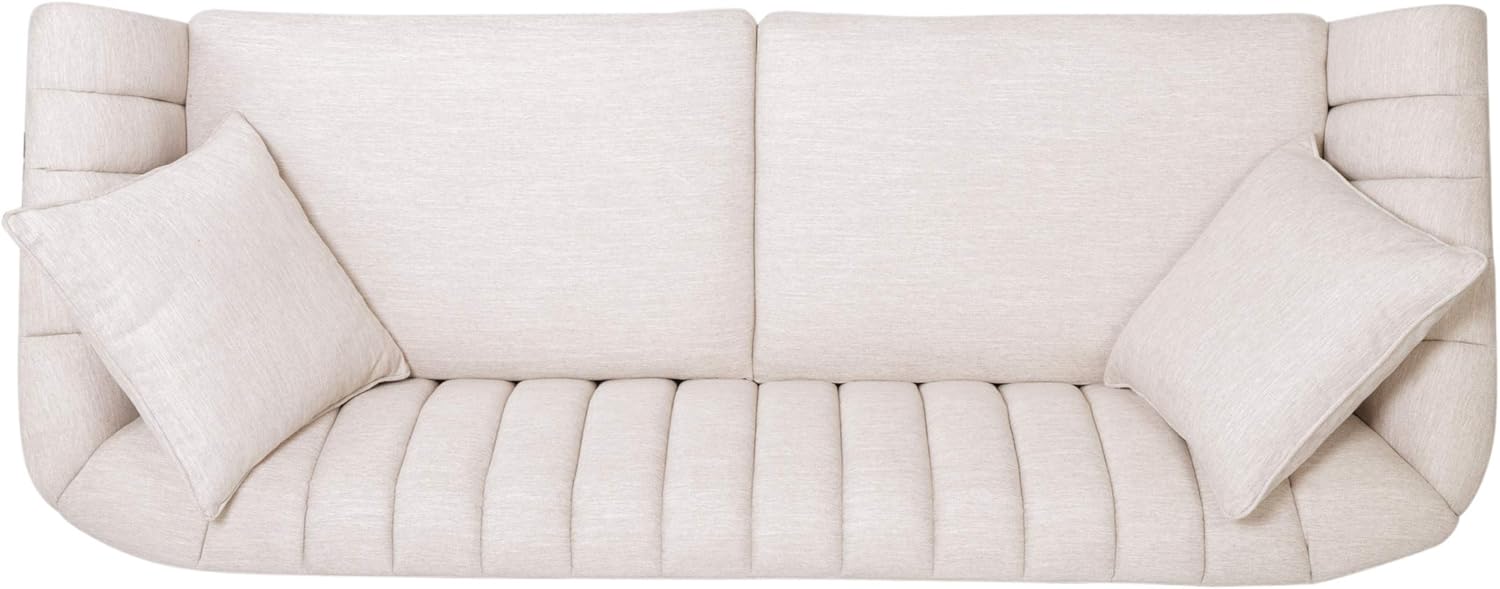 GDFStudio Contemporary Fabric 3 Seater Sofa, Beige and Dark Brown