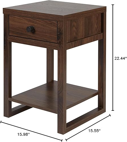 Miniatura 7 de Decor Therapy Hadley - Mesa decorativa con cajón lateral de almacenamiento de 23 pulgadas, nogal Nuez,Madera natural