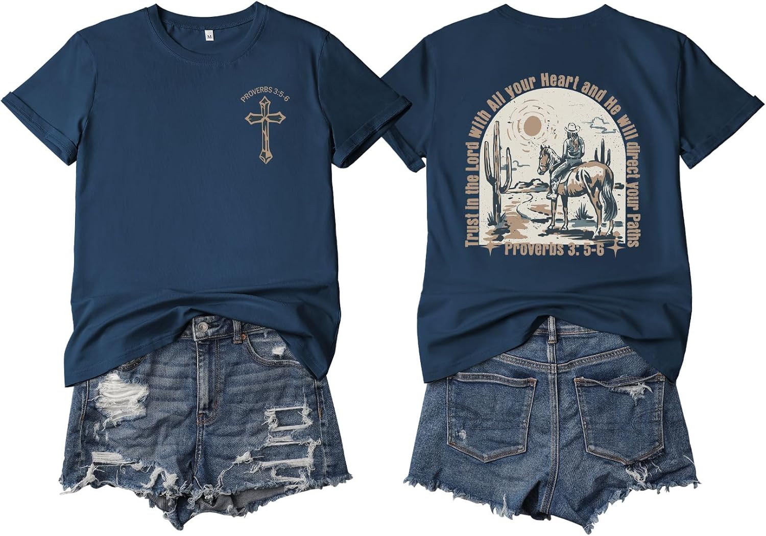Western Shirts for Women Cowgirl Shirt Vintage Cowboy Country Graphic T Shirt Bible Verse Christian Inspirational Tops