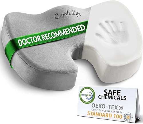Vista 10 de ComfiLife Cojín de asiento cómodo de alta calidad, antideslizante, ortopédico, 100% espuma viscoelástica, cojín para el dolor de coxis, cojín