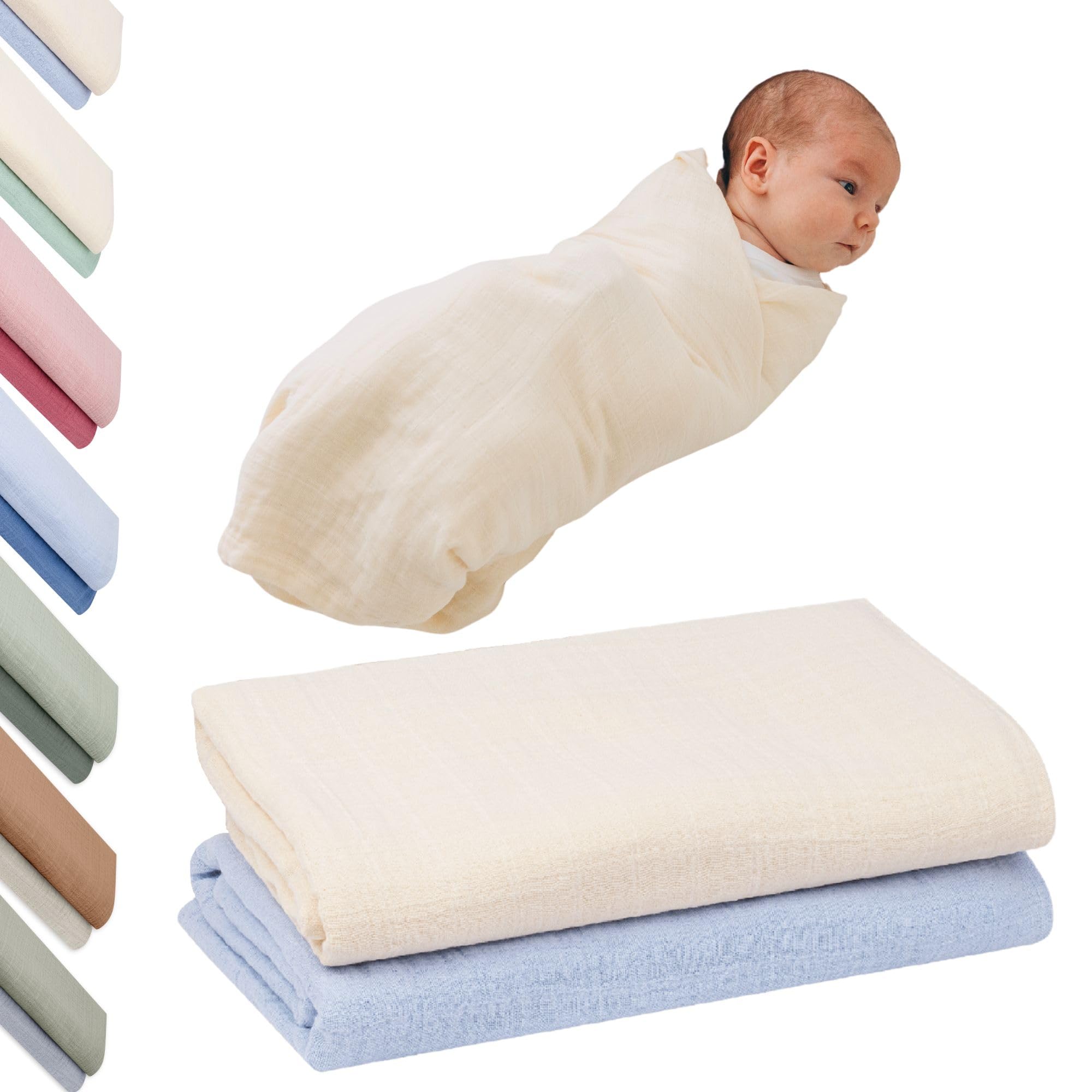 furora BABY Mulltücher Baby 120x120 cm XXL groß | super Soft Musselin, Bio-Baumwolle, Oeko-TEX 100 + GOTS: schadstofffrei | Pucktuch Musselintuch Baby Spucktücher Mullwindeln, Neugeborene Swaddle