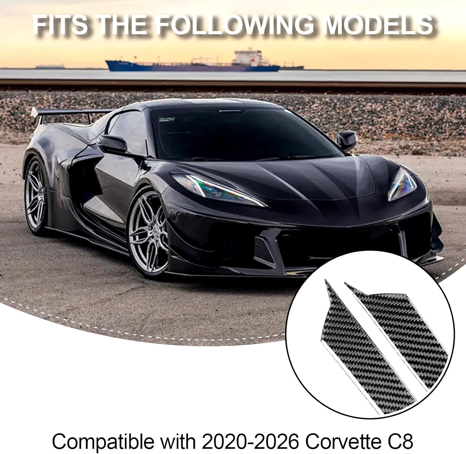 Real Carbon Fiber Tail Light Trim Compatible with Corvette C8 2020-2026, Exterior Decor Sticker Accessories