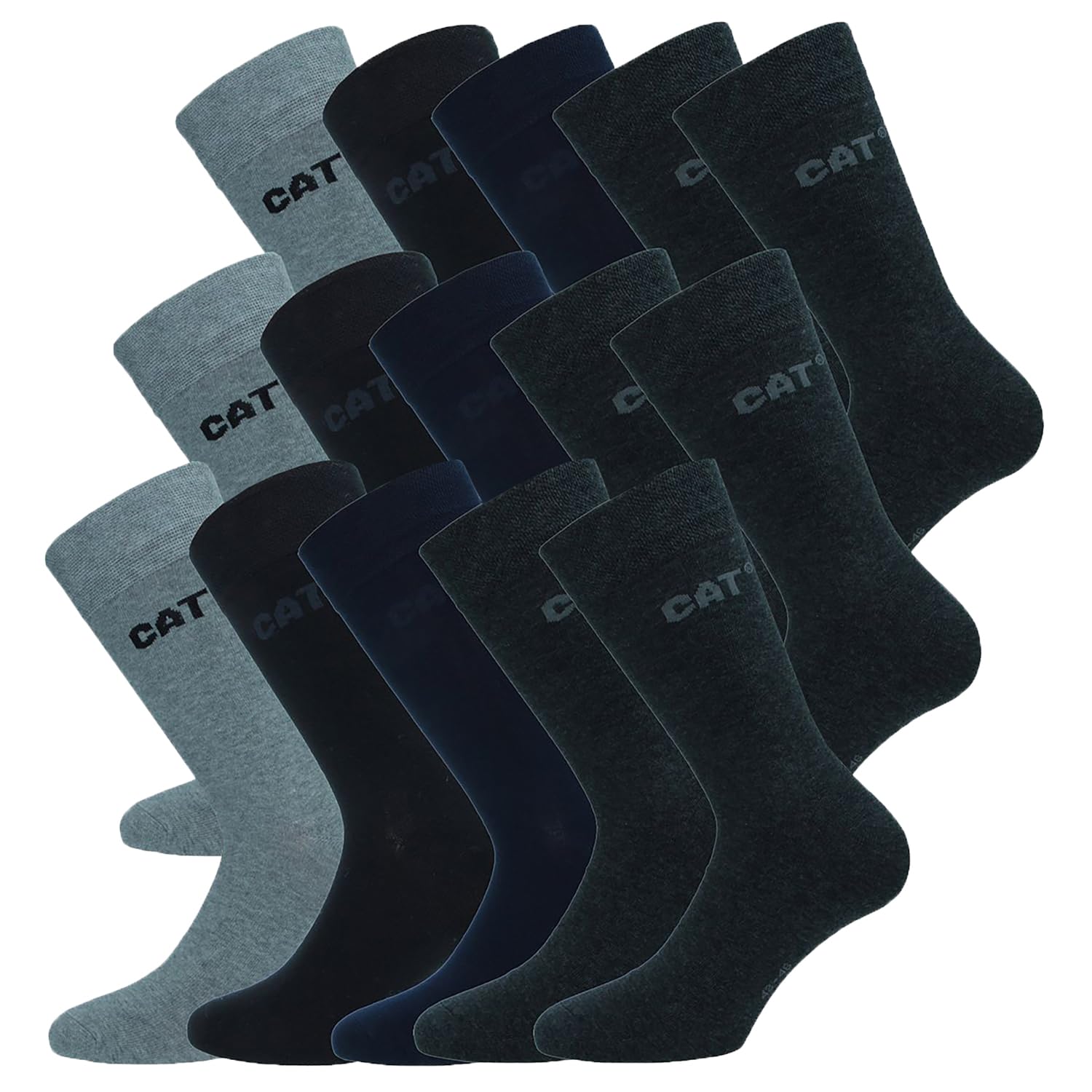 Caterpillar 10 Pares Calcetines Media Pantorrilla para Hombre - Para Cualquier Uso - Absorción Humedad - Algodón Cosido a Mano