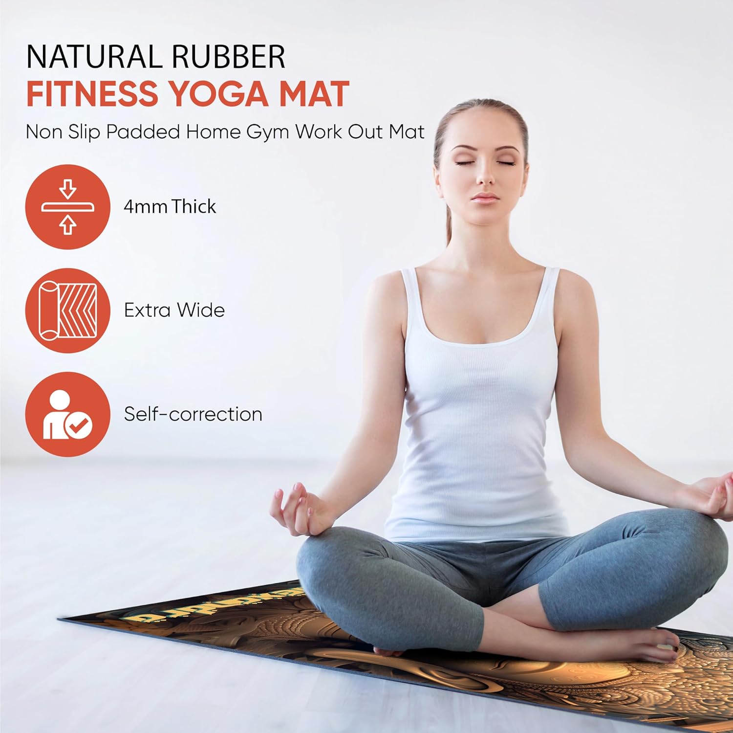 Custom Yoga Mat | Ships Next Day | Customize | Workout Mat for Men and Women | Non Slip Rubber Exercise Mat | 4mm Thick Gym Mat for Meditation, Pilates, Yoga, Gym
