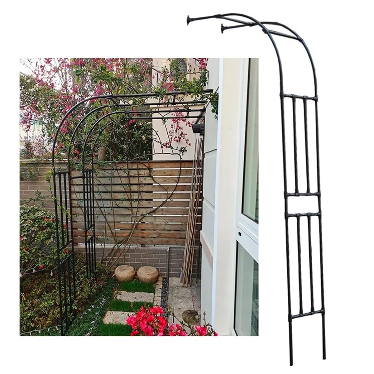 Arco de jardín de metal para guiar enredaderas de rosas y decorar senderos en el patio
