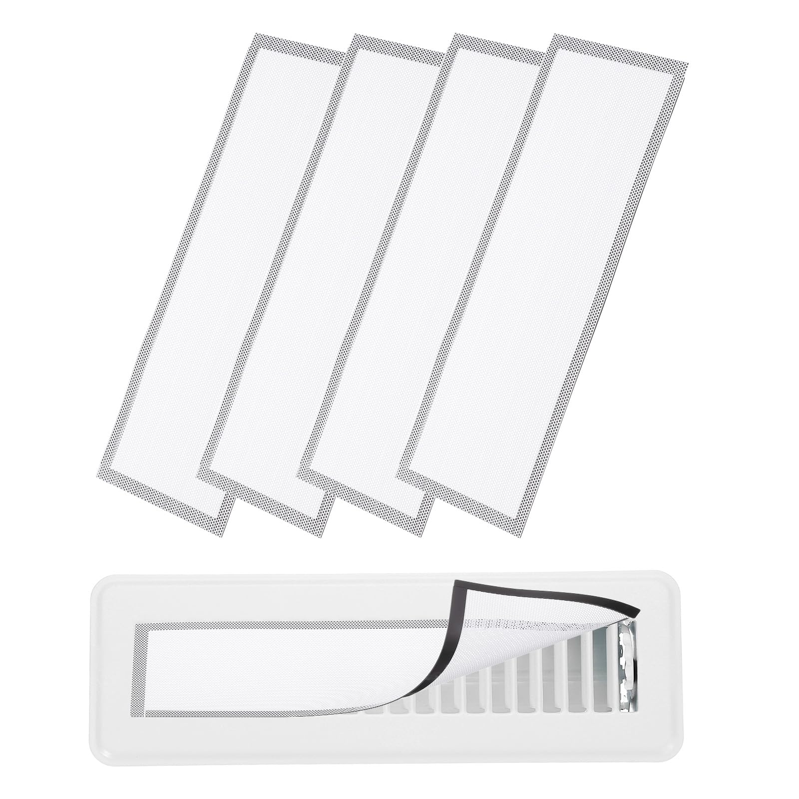 YOKIVE 5 Pcs Magnetic Floor Vent Covers, Floor Register Cover PVC Mesh Air Vent Screen Filters, Great for Home Floor, Wall, Ceiling, Catch Debris Hair Dust (White, 13-Inch x 5-Inch)