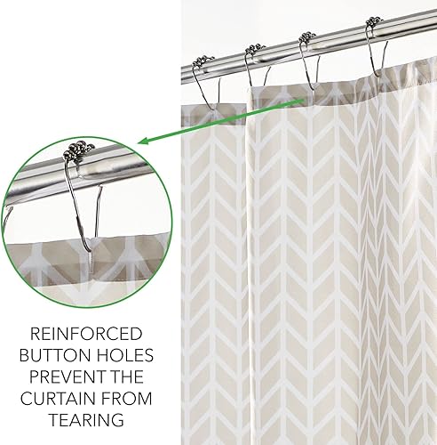 Miniatura 4 de mDesign Cortina de ducha de tela, estilo de decoración de hotel, lavable a máquina, ojales reforzados de calidad para baño principal, baño de