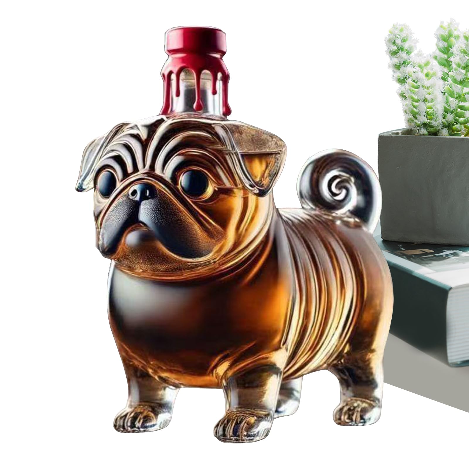 Jarra De Whisky Pug botella de vidrio para alcoholes y dispensador de vino