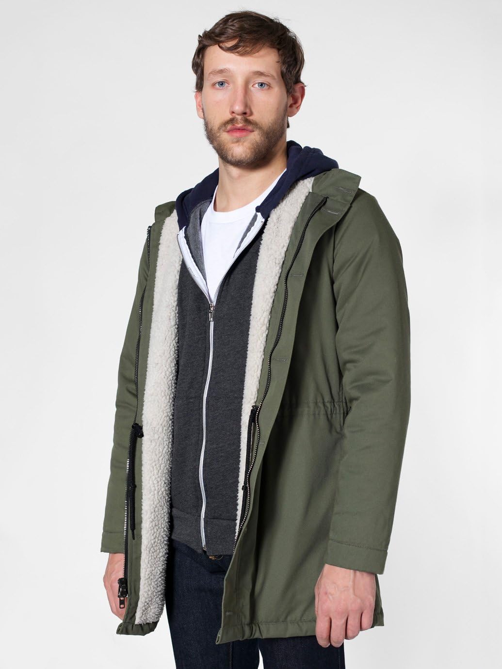 American Apparel Men's California Fleece Long Sleeve Zip Hoodie