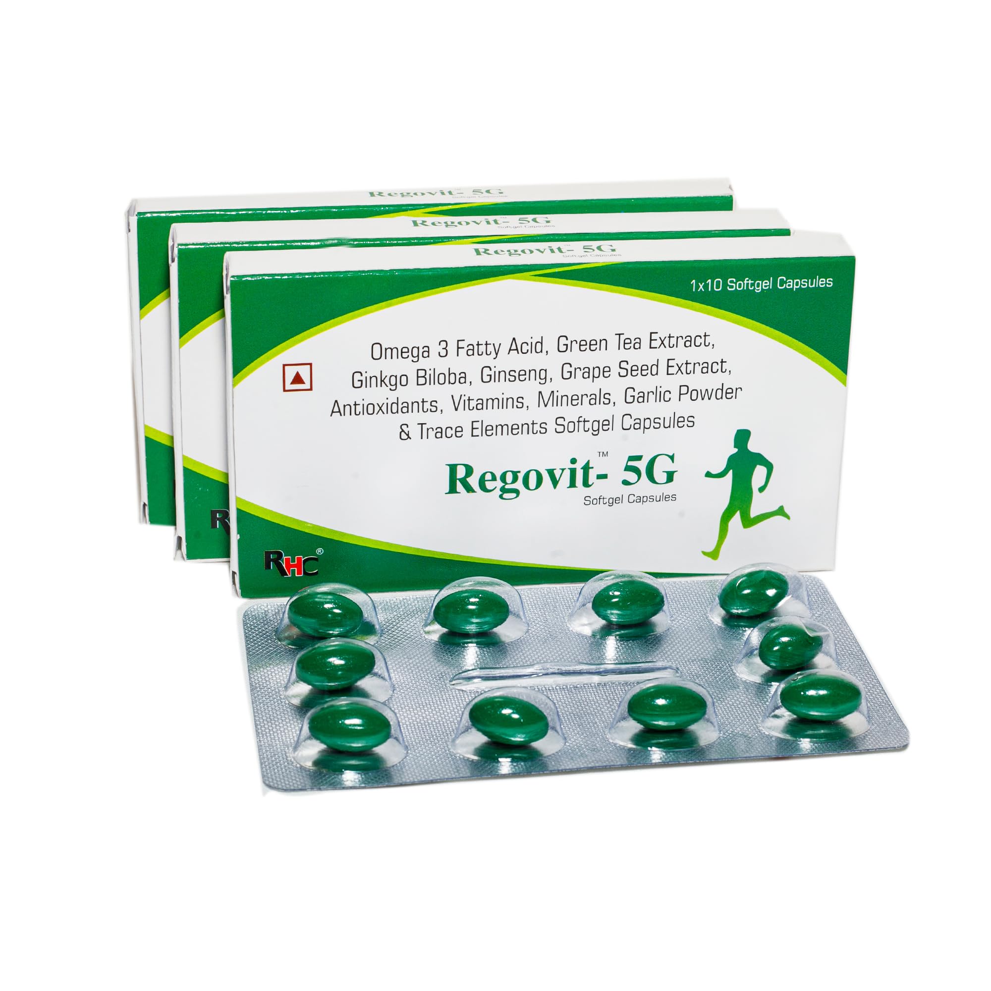 Regovit 5G Softgel Capsules Omega 3 Fatty Acid, Green Tea Extract, Ginseng, Grape Seed Extract, Garlic Extract, Antioxidants, Vitamins, Minerals Pack of 3 (30 Softgel Capsules) (B0CVGZRD2C) Amazon Price History, Amazon Price Tracker