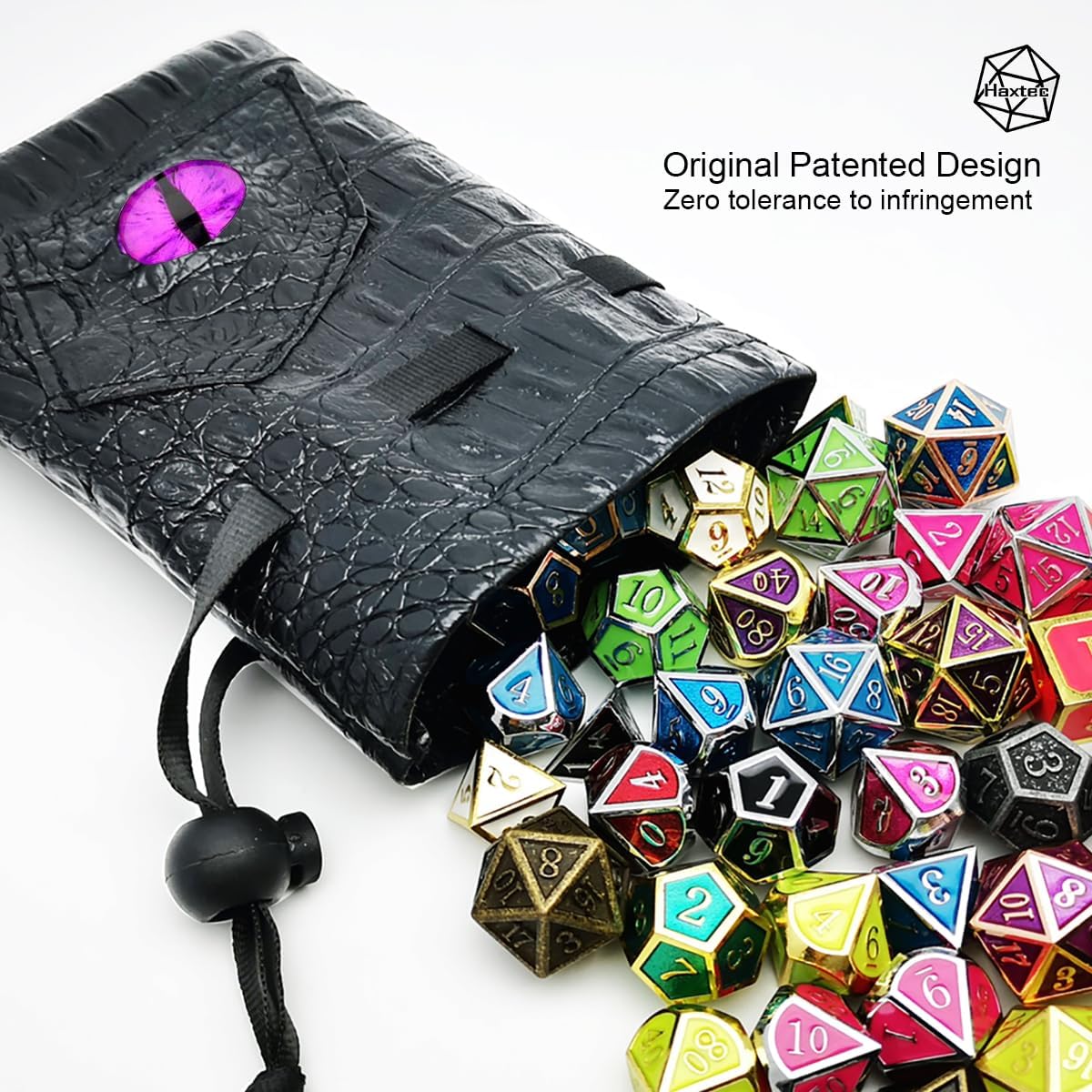 Haxtec Dragon Dice Bag, PU Leather Pouch with 3D Glass Dragon Eye image 2