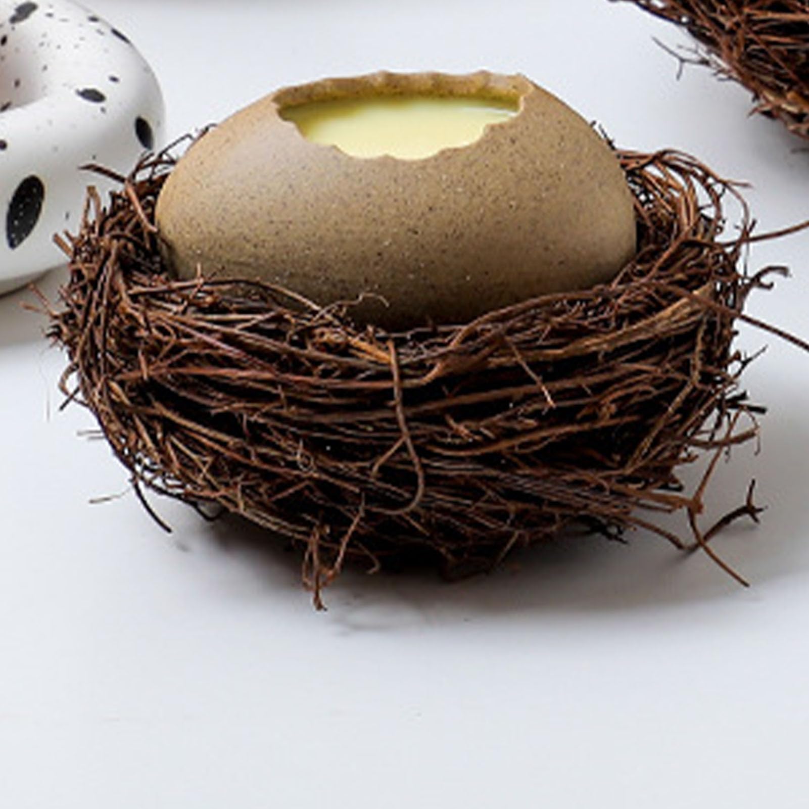 Bol à Dessert En Forme D'œuf D'autruche En Céramique Unique En Forme De Coquille D'œuf D'autruche - Bol à Goûter - Bol à Dessert De Pâques - Bol à Apéritif - Bol