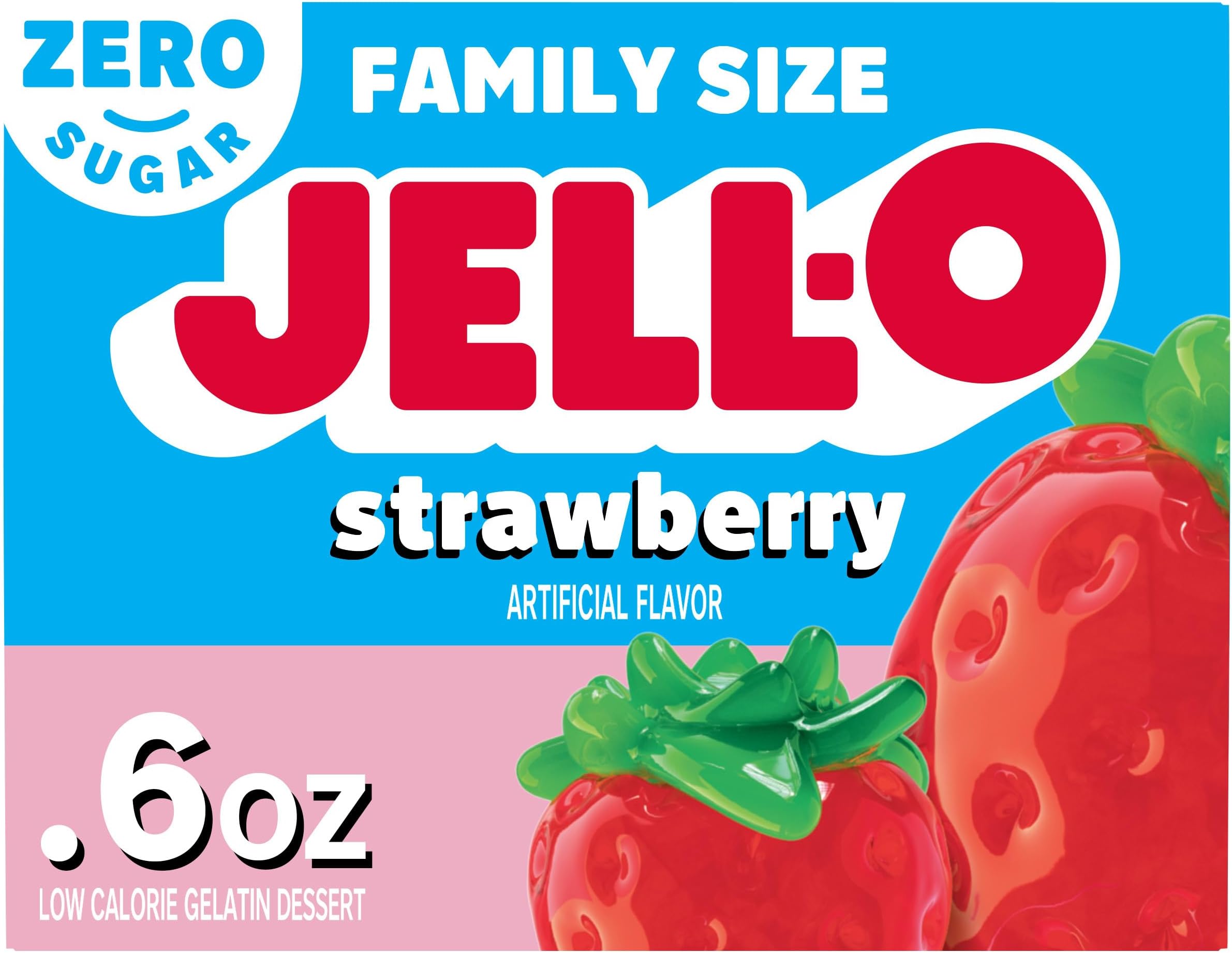 Jell-O Strawberry Sugar Free Gelatin Dessert Mix, 0.6 Ounce (Pack of 24)