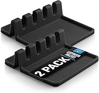 Vista 21 de Zulay - Soporte extragrande de silicona con bandeja antigoteo para múltiples utensilios de cocina, reposacucharas resistente al calor y sin BPA